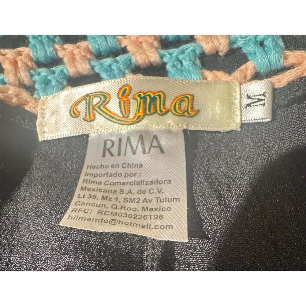 Rima Women's Crochet Cover Up Tunic Dress Vacation Beach Resort Wear Black SZ M - Picture 3 of 6